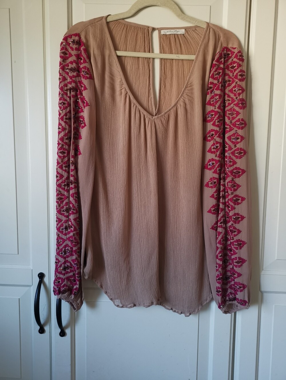 Chelsea Flower 100% Silk Embroidered Beaded Top S